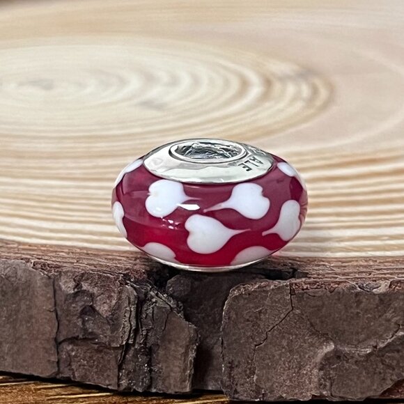 Pandora Red love Pink Hearts New Murano Glass Bead Charm - Picture 6 of 6